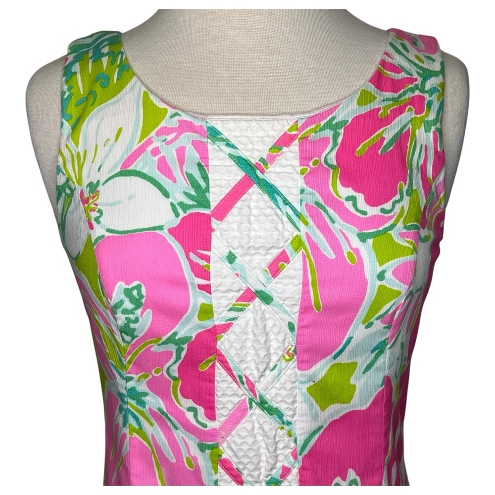 Lilly Pulitzer Cathy Shift Dress Dont Give A Cluck Cotton Resort Pink Green Sz 6 - Picture 4 of 11